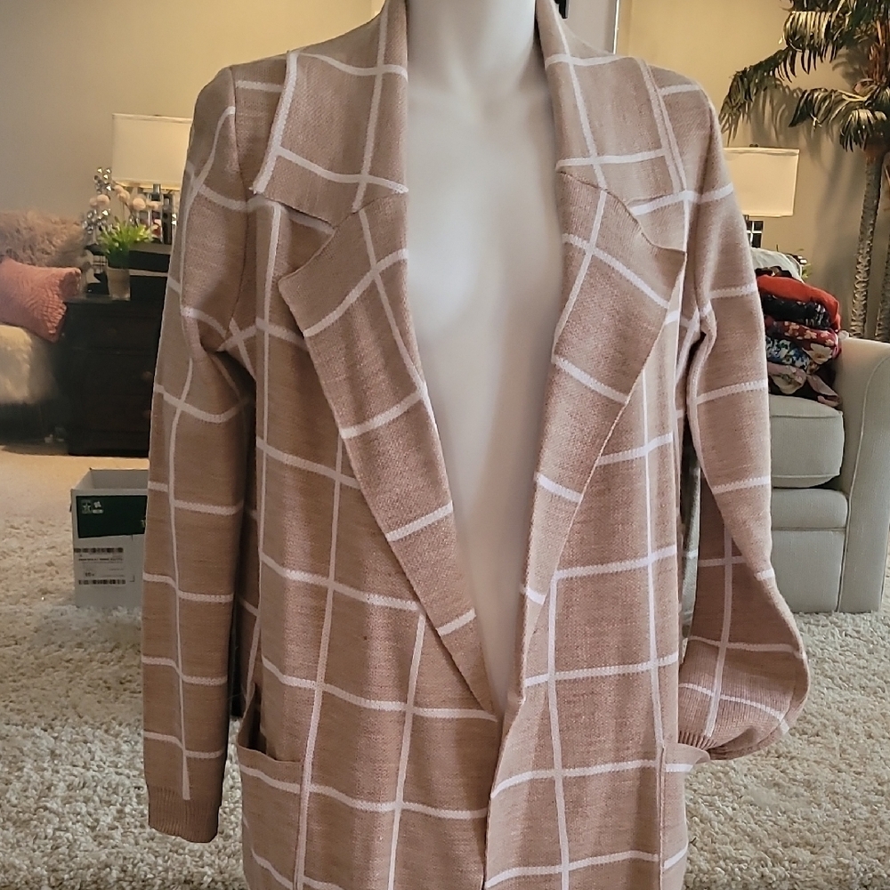 Women's Tan Checkered Jacket